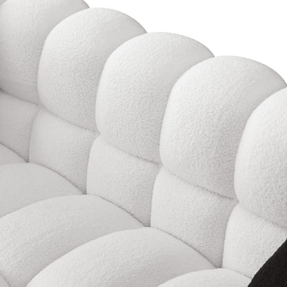 84.3 length,35.83" deepth,human body structure for USA people, marshmallow sofa,boucle sofa,White color,3 seater