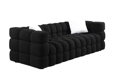 84.3 length,35.83" deepth,human body structure for USA people, marshmallow sofa,boucle sofa,White color,3 seater