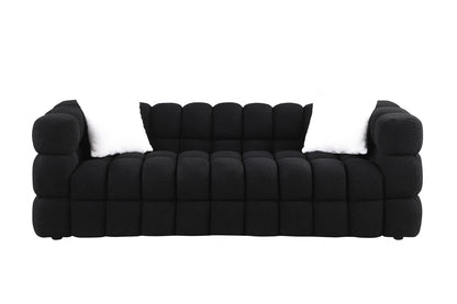 84.3 length,35.83" deepth,human body structure for USA people, marshmallow sofa,boucle sofa,White color,3 seater