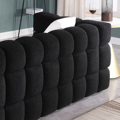 84.3 length,35.83" deepth,human body structure for USA people, marshmallow sofa,boucle sofa,White color,3 seater