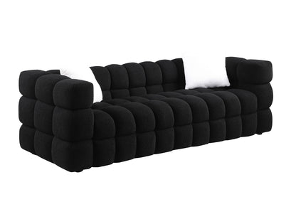 84.3 length,35.83" deepth,human body structure for USA people, marshmallow sofa,boucle sofa,White color,3 seater