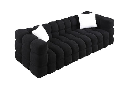 84.3 length,35.83" deepth,human body structure for USA people, marshmallow sofa,boucle sofa,White color,3 seater