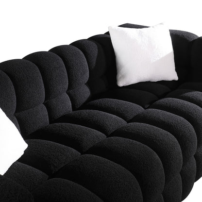 84.3 length,35.83" deepth,human body structure for USA people, marshmallow sofa,boucle sofa,White color,3 seater