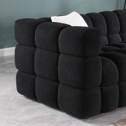 84.3 length,35.83" deepth,human body structure for USA people, marshmallow sofa,boucle sofa,White color,3 seater