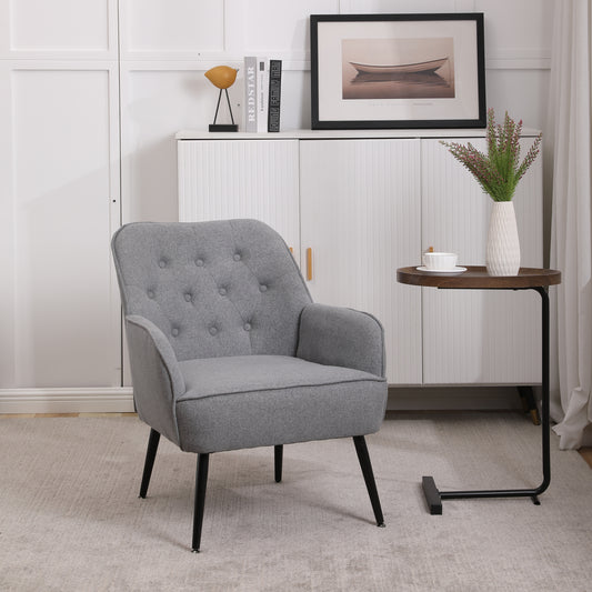 Modern Mid Century Chair Linen Sherpa Armchair for Living Room Bedroom Office Easy Assemble(Light Grey)