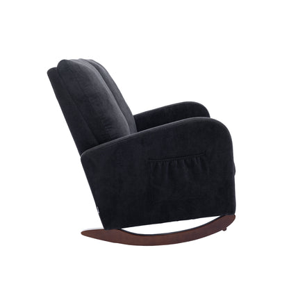 Rocking Chair Upholstered Mid Century Modern Rocker Oversized Wingback Armchair for Living Room