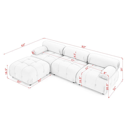 Modular Sectional Sofa, Button Tufted Designed and DIY Combination,L Shaped Couch with Reversible Ottoman, Navy Velvet