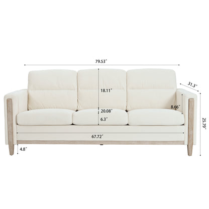 Comfortable Solid Wood Three-Seater Sofa - Soft Cushions, Durable and Long-lasting,79.5" Sofa Couch for Living Room