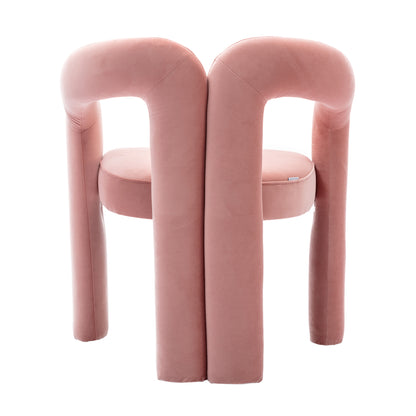 Contemporary Designed Velvet Fabric Upholstered Accent/Dining Chair /Barrel Side Chairs Kitchen Armchair for Living Room set of 2 (Pink Velvet)