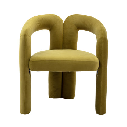 Contemporary Designed Velvet Fabric Upholstered Accent/Dining Chair /Barrel Side Chairs Kitchen Armchair for Living Room set of 2 (Olive Velvet)