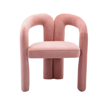 Contemporary Designed Velvet Fabric Upholstered Accent/Dining Chair /Barrel Side Chairs Kitchen Armchair for Living Room set of 2 (Pink Velvet)