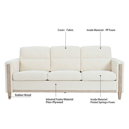 Comfortable Solid Wood Three-Seater Sofa - Soft Cushions, Durable and Long-lasting,79.5" Sofa Couch for Living Room