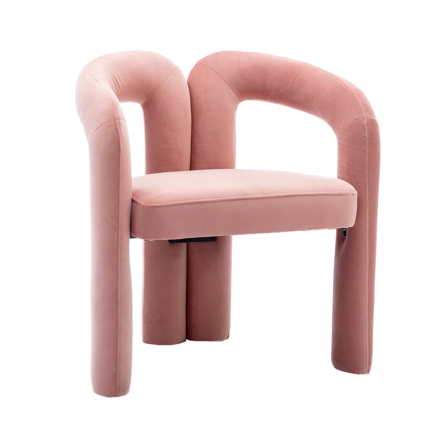 Contemporary Designed Velvet Fabric Upholstered Accent/Dining Chair /Barrel Side Chairs Kitchen Armchair for Living Room set of 2 (Pink Velvet)