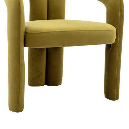 Contemporary Designed Velvet Fabric Upholstered Accent/Dining Chair /Barrel Side Chairs Kitchen Armchair for Living Room set of 2 (Olive Velvet)