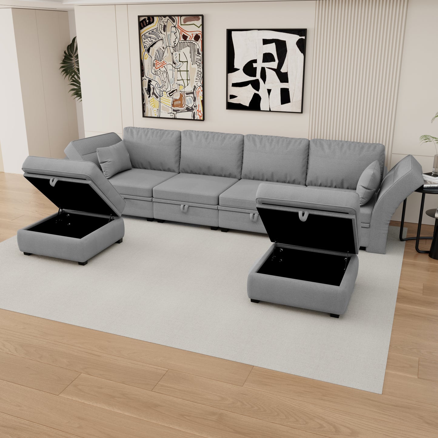 Modular Sectional Sofa U Shaped Modular Couch with Reversible Chaise Modular Sofa Sectional Couch with Storage Seats