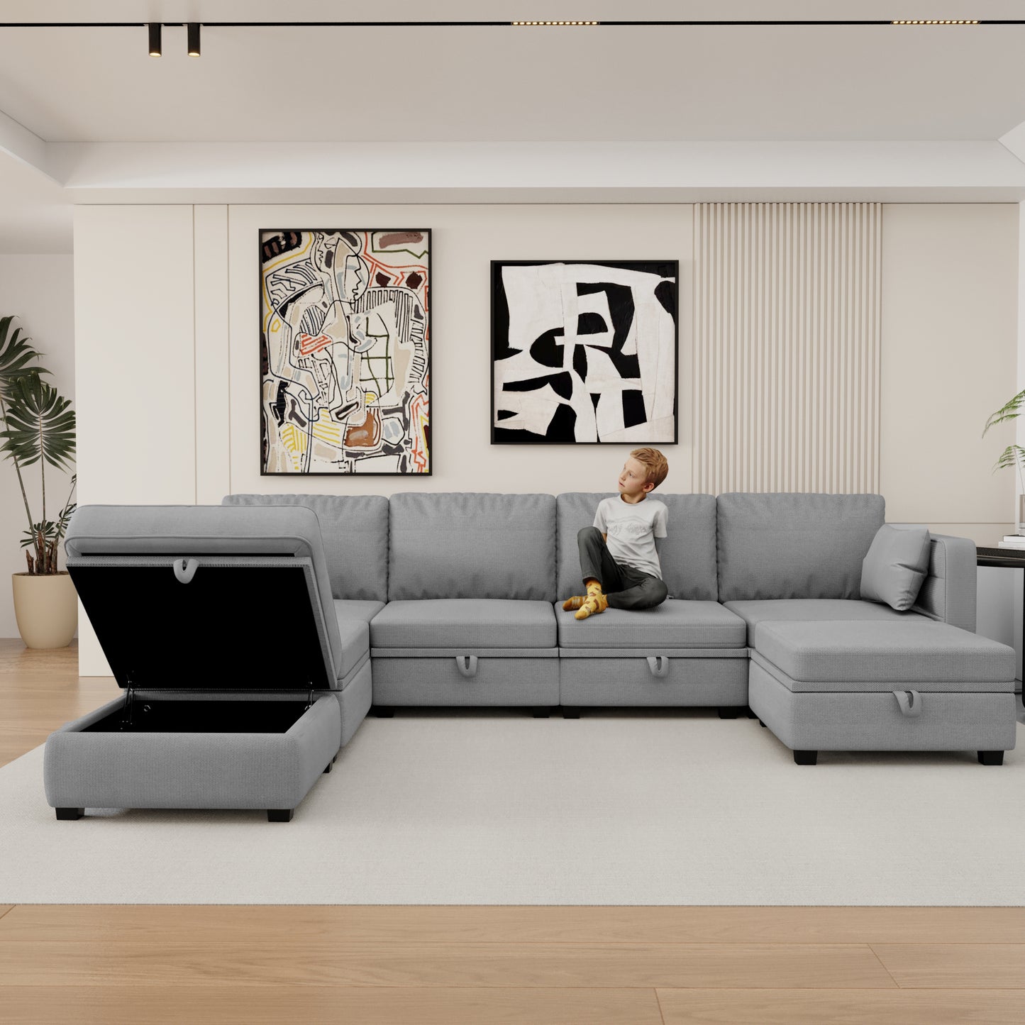 Modular Sectional Sofa U Shaped Modular Couch with Reversible Chaise Modular Sofa Sectional Couch with Storage Seats