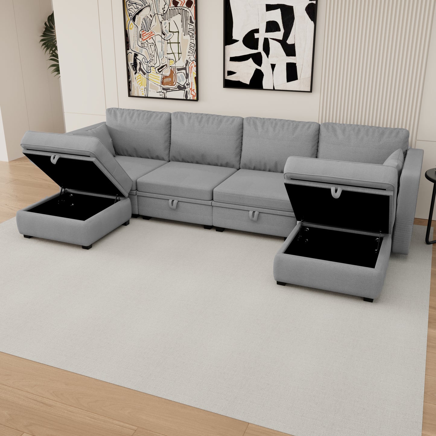 Modular Sectional Sofa U Shaped Modular Couch with Reversible Chaise Modular Sofa Sectional Couch with Storage Seats