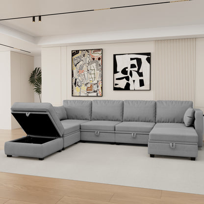 Modular Sectional Sofa U Shaped Modular Couch with Reversible Chaise Modular Sofa Sectional Couch with Storage Seats