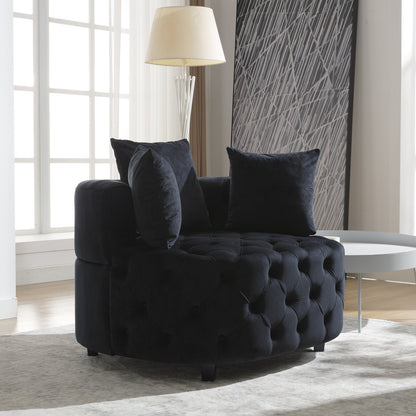 Width 40.6 inches Accent Chair / Classical Barrel Chair for living room / Modern Leisure Sofa Chair (Black)