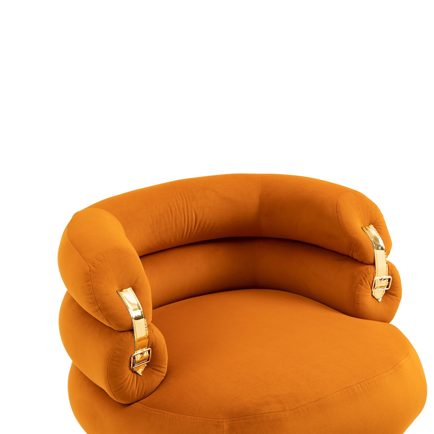 Upholstered Velvet Barrel Accent Chair with Ottoman,Accent Comfy Lounge Arm Chair and Footrest Stool Set,Single Sofa Armchair with Lounge Seat for Bedroom,Office (Orange)