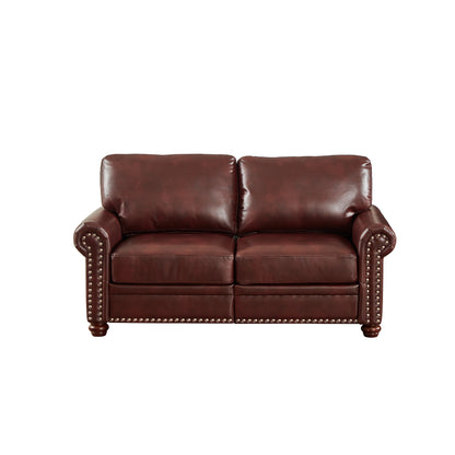 Living Room Sofa Loveseat Chair Burgundy Faux Leather