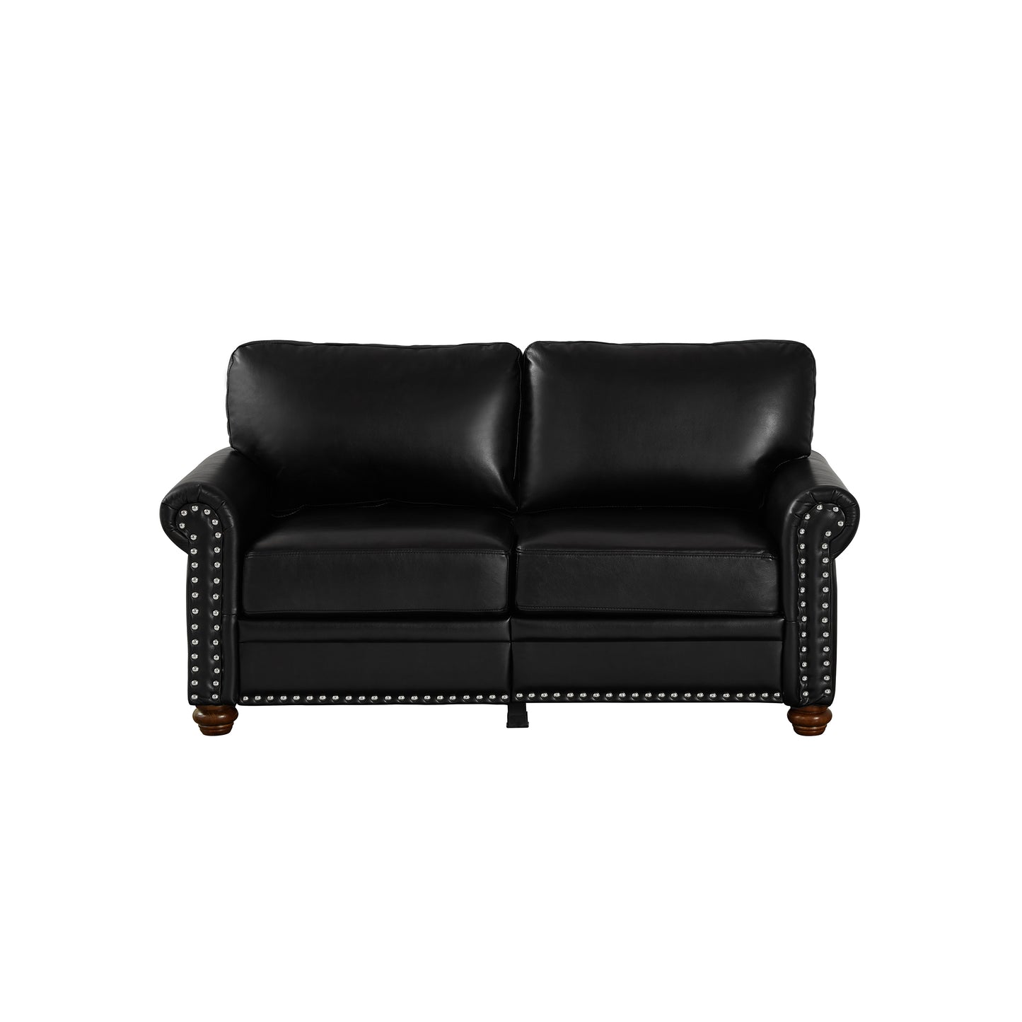 Living Room Sofa Loveseat Black Faux Leather