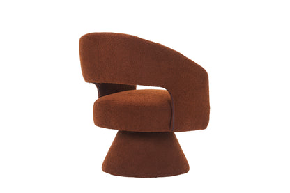 Swivel Accent Chair Armchair, Round Barrel Chair in Fabric for Living Room Bedroom,Brown Teddy