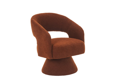 Swivel Accent Chair Armchair, Round Barrel Chair in Fabric for Living Room Bedroom,Brown Teddy