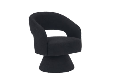 Swivel Accent Chair Armchair, Round Barrel Chair in Fabric for Living Room Bedroom,Black Teddy