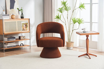 Swivel Accent Chair Armchair, Round Barrel Chair in Fabric for Living Room Bedroom,Brown Teddy