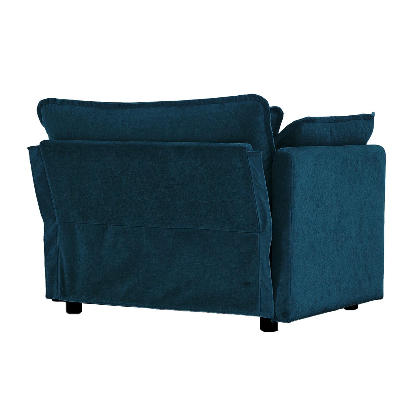 Comfy Deep Single Seat Sofa Upholstered Reading Armchair Living Room Chair Blue Chenille Fabric, 1 Toss Pillow