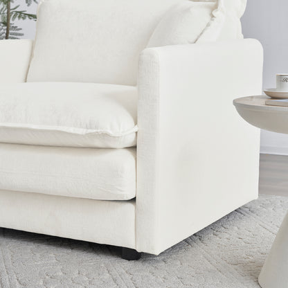 Free Combination Comfy Upholstery Modular Oversized L Shaped Sectional Sofa With Reversible Ottoman, White Chenille