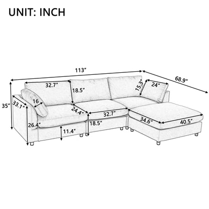 U_STYLE Upholstery Convertible Sectional Sofa, L Shaped Couch with Reversible Chaise