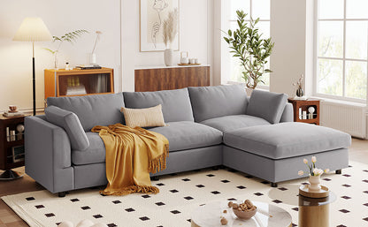 U_STYLE Upholstery Convertible Sectional Sofa, L Shaped Couch with Reversible Chaise