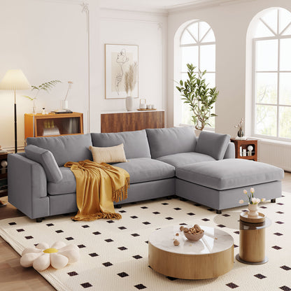 U_STYLE Upholstery Convertible Sectional Sofa, L Shaped Couch with Reversible Chaise