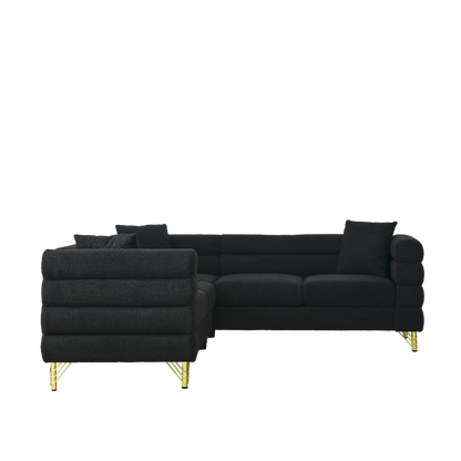 81.5-Inch Oversized Corner Sofa, L-Shaped Sectional Couch,  5-Seater Corner Sofas with 3 Cushions for Living Room, Bedroom, Apartment, Office