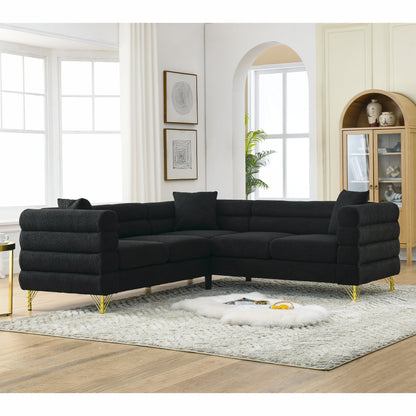 81.5-Inch Oversized Corner Sofa, L-Shaped Sectional Couch,  5-Seater Corner Sofas with 3 Cushions for Living Room, Bedroom, Apartment, Office