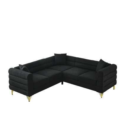 81.5-Inch Oversized Corner Sofa, L-Shaped Sectional Couch,  5-Seater Corner Sofas with 3 Cushions for Living Room, Bedroom, Apartment, Office