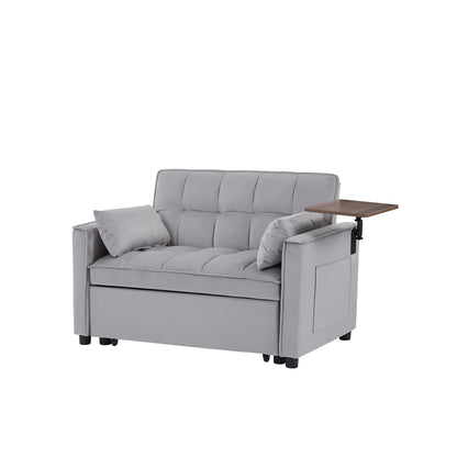 Grey Velvet Loveseat Sofa Bed