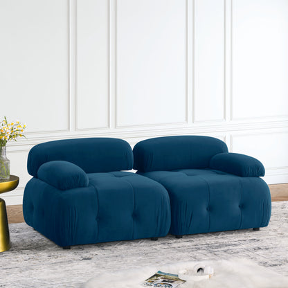 Modular Sectional Sofa, Button Tufted Designed and DIY Combination,L Shaped Couch with Reversible Ottoman, Navy Velvet