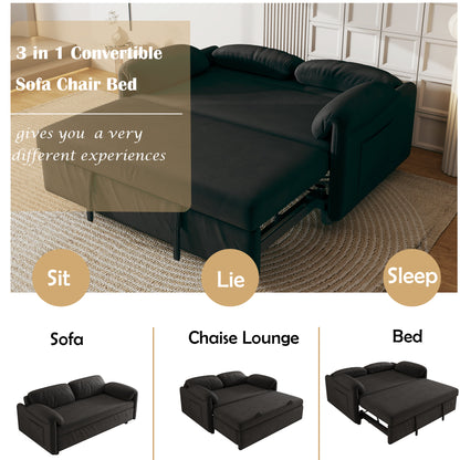 54 inch velvet sofa Sofa bed dual purpose living room retractable bed Black sofa