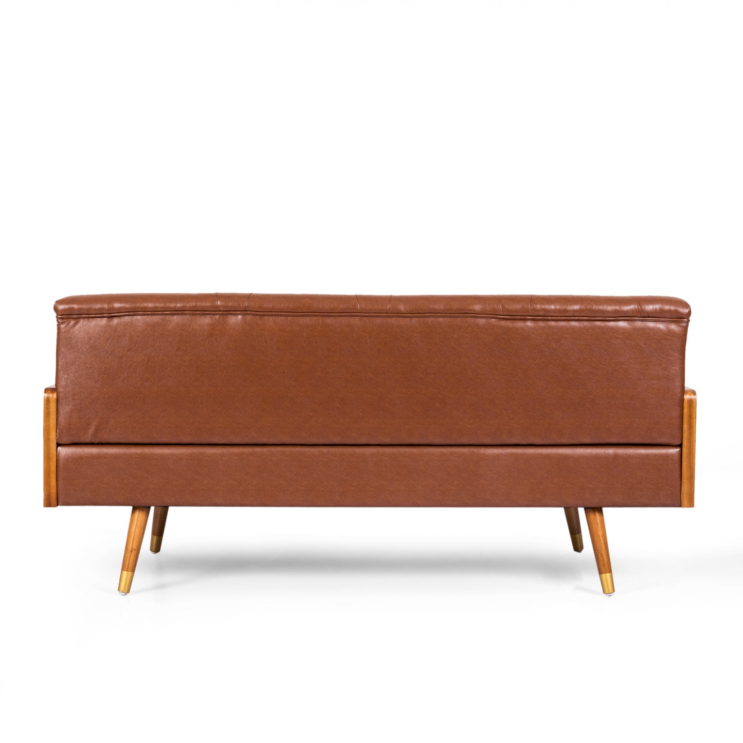 Mid-Century Modern Tufted Sofa with Rolled Accent Pillows