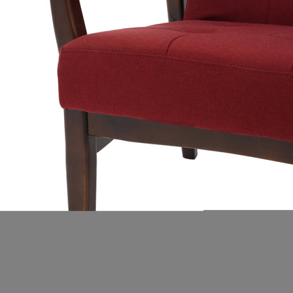 Deep Red Fabric Mid Century Modern Club Chair