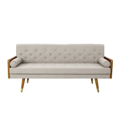 Mid Century Modern Tufted Fabric Sofa