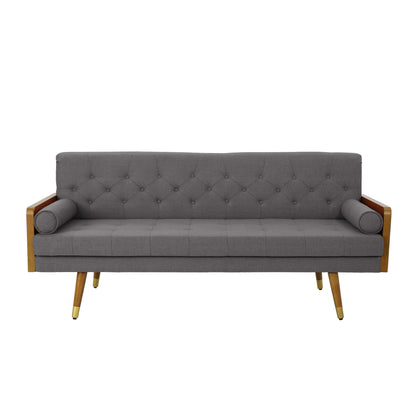 Mid Century Modern Tufted Fabric Sofa