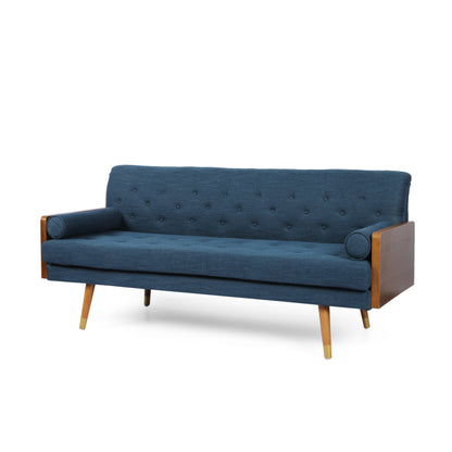 Mid-Century Modern Tufted Fabric Sofa