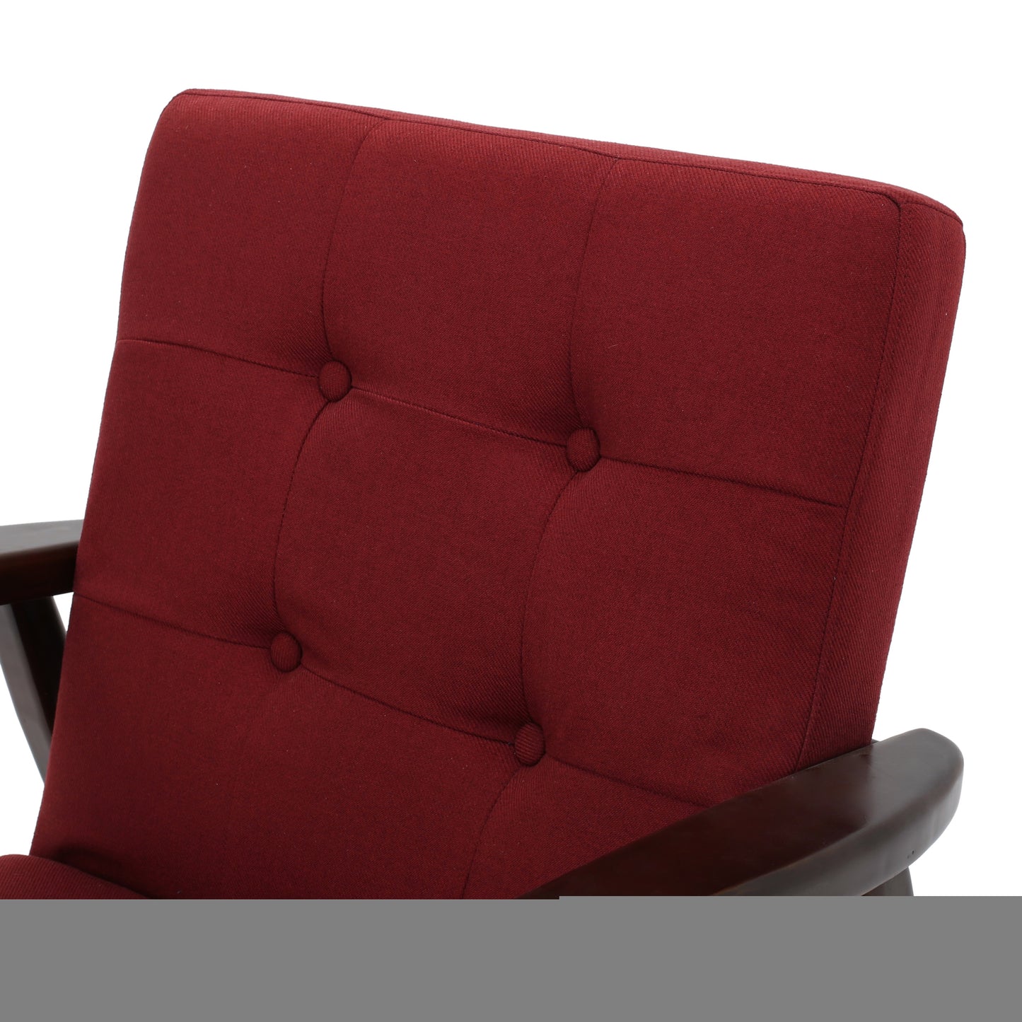 Deep Red Fabric Mid Century Modern Club Chair