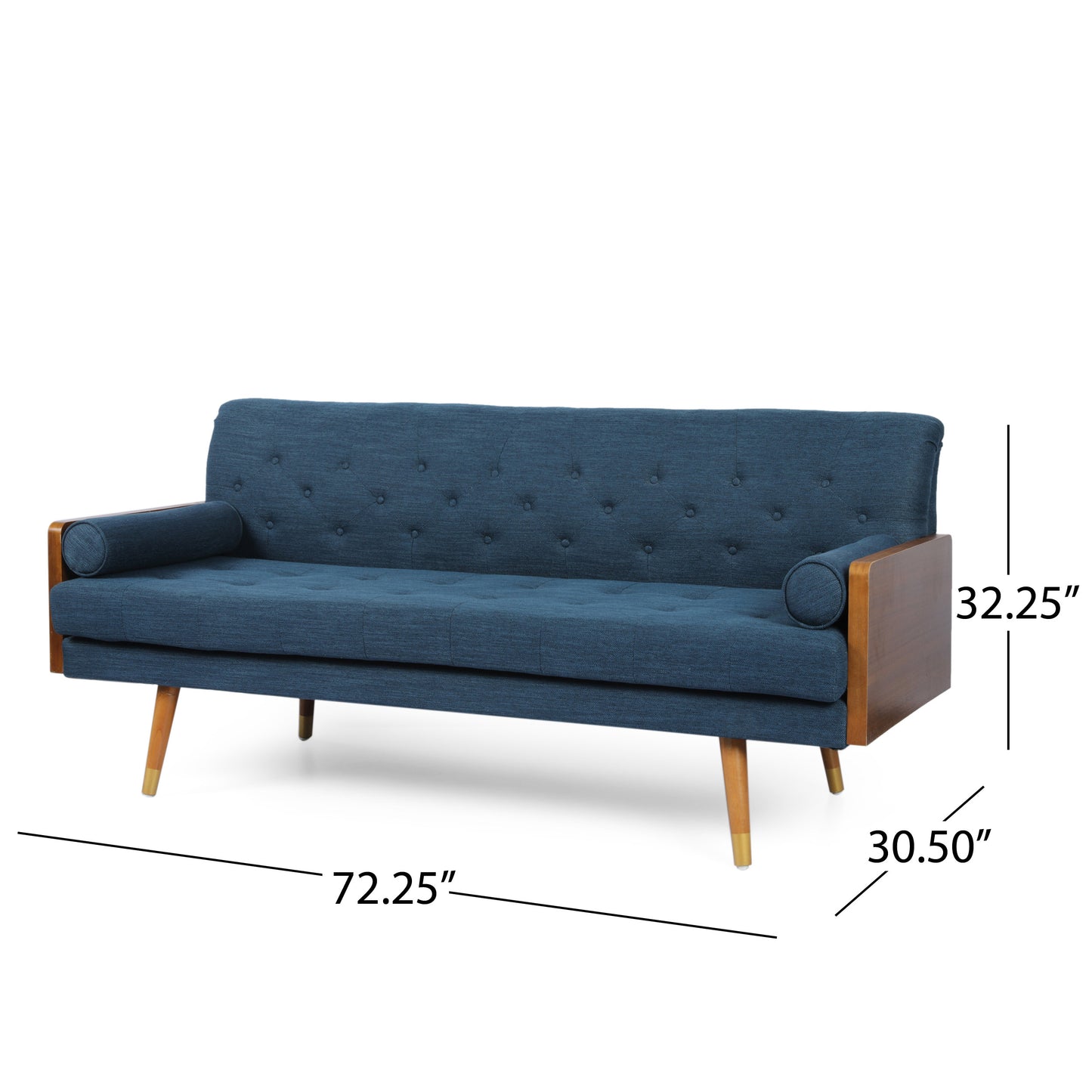 Mid-Century Modern Tufted Fabric Sofa