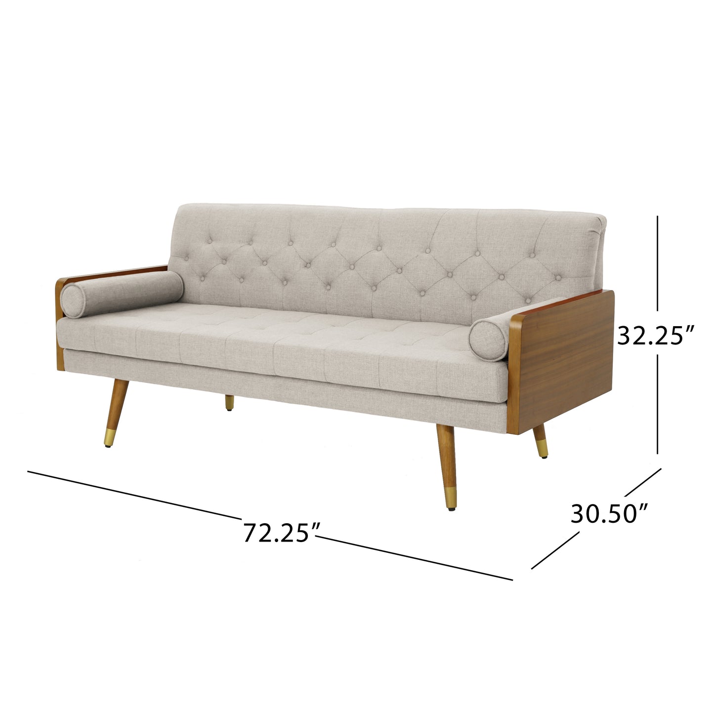 Mid Century Modern Tufted Fabric Sofa