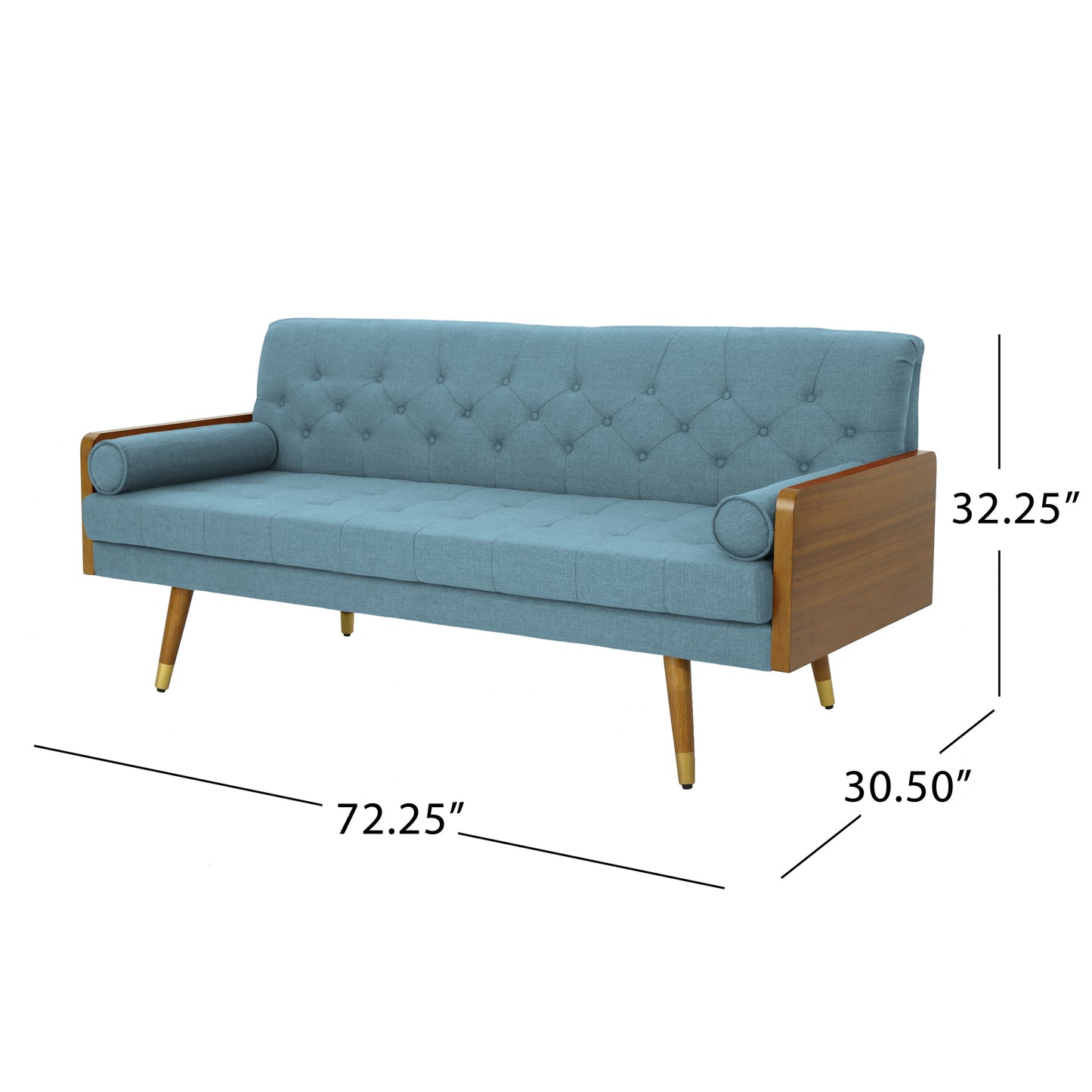 Mid Century Modern Tufted Fabric Sofa